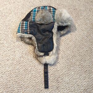 Pistil Trapper Hat Plaid Ear Flaps Faux Fur Leather Outdoor Winter Skiing